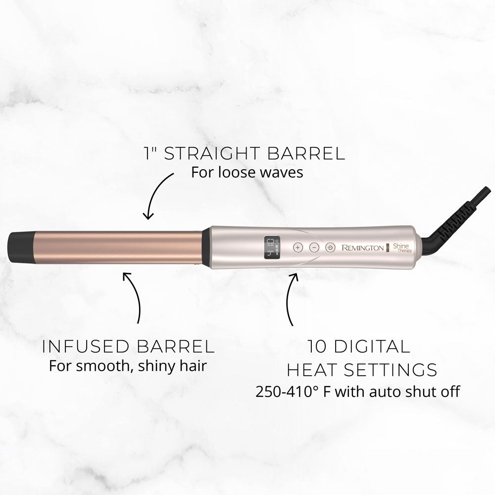 SHINE THERAPY Argan Oil Keratin Infused 1 Straight Barrel Curling Wand for Loose Waves includes heat glove